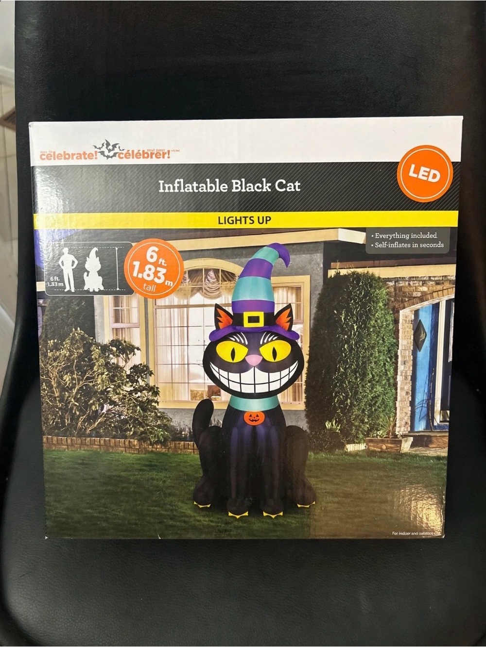 BNIB 🆕 Inflatable Black Cat LED Halloween Decoration - 1.83m high